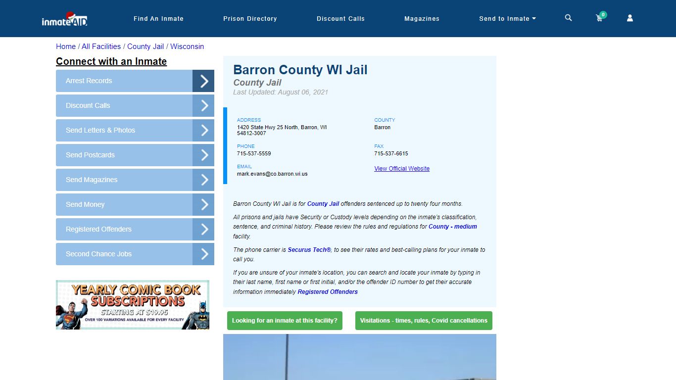 Barron County WI Jail - Inmate Locator - Barron, WI